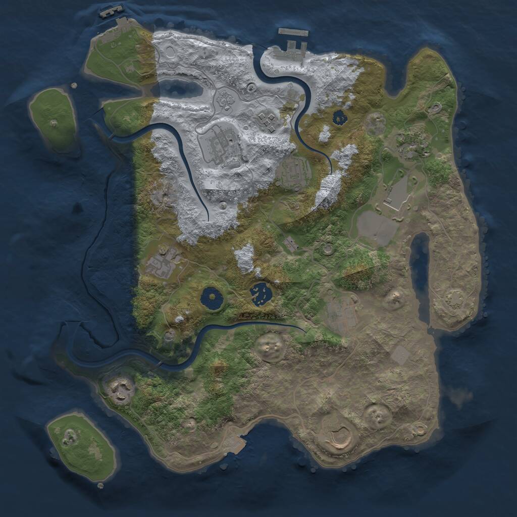 Rust Map: Procedural Map, Size: 3500, Seed: 32461343, 16 Monuments