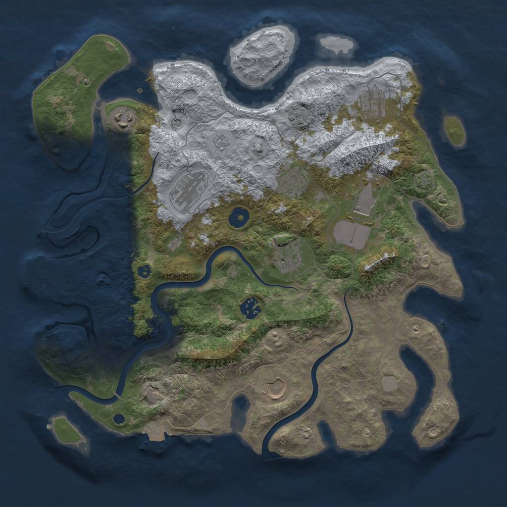 Rust Map: Procedural Map, Size: 3750, Seed: 62667749, 14 Monuments