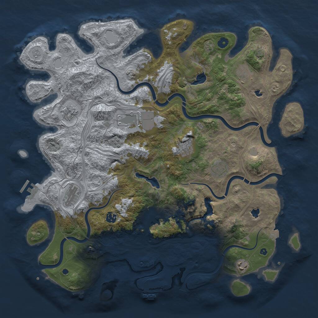 Rust Map: Procedural Map, Size: 4500, Seed: 166133692, 16 Monuments
