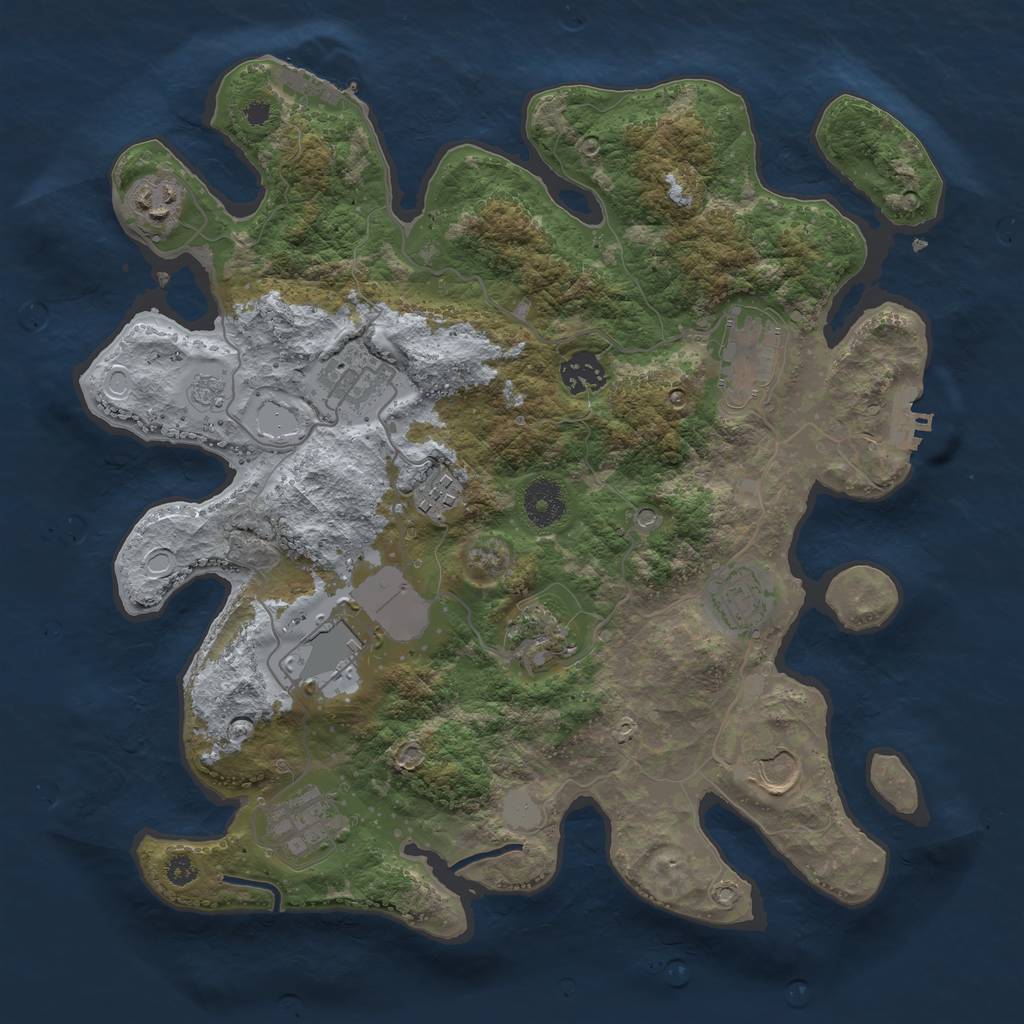 Rust Map: Procedural Map, Size: 3500, Seed: 1537702202, 17 Monuments