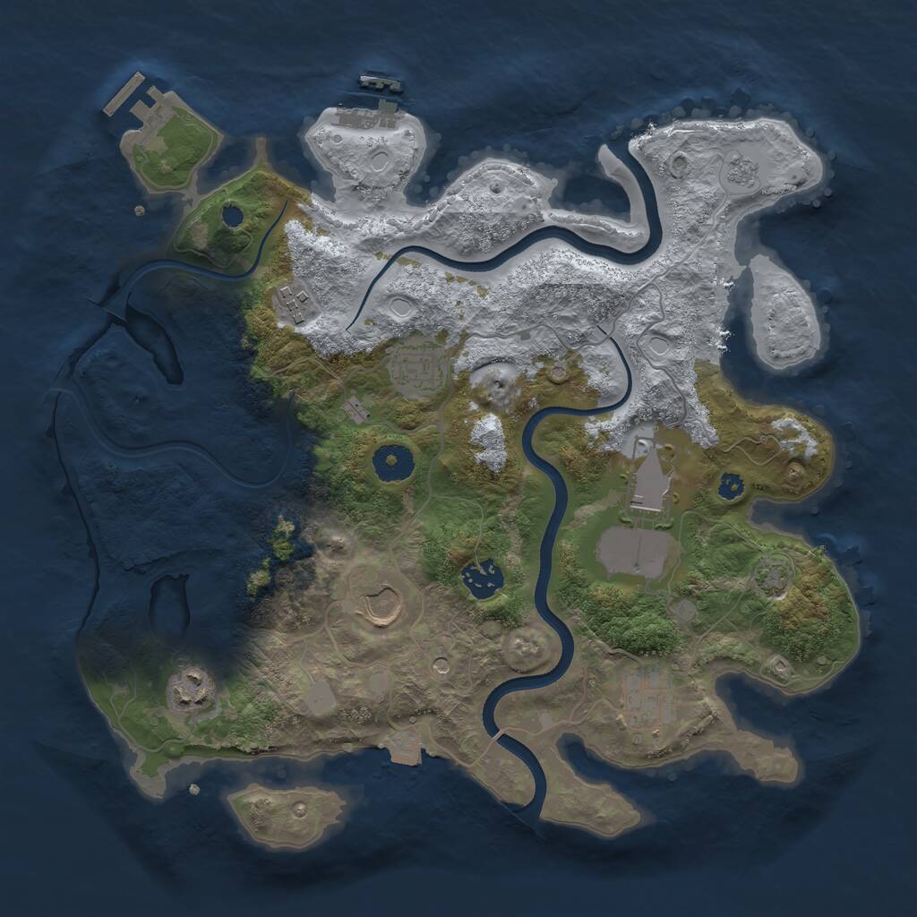 Rust Map: Procedural Map, Size: 3500, Seed: 1826352127, 13 Monuments