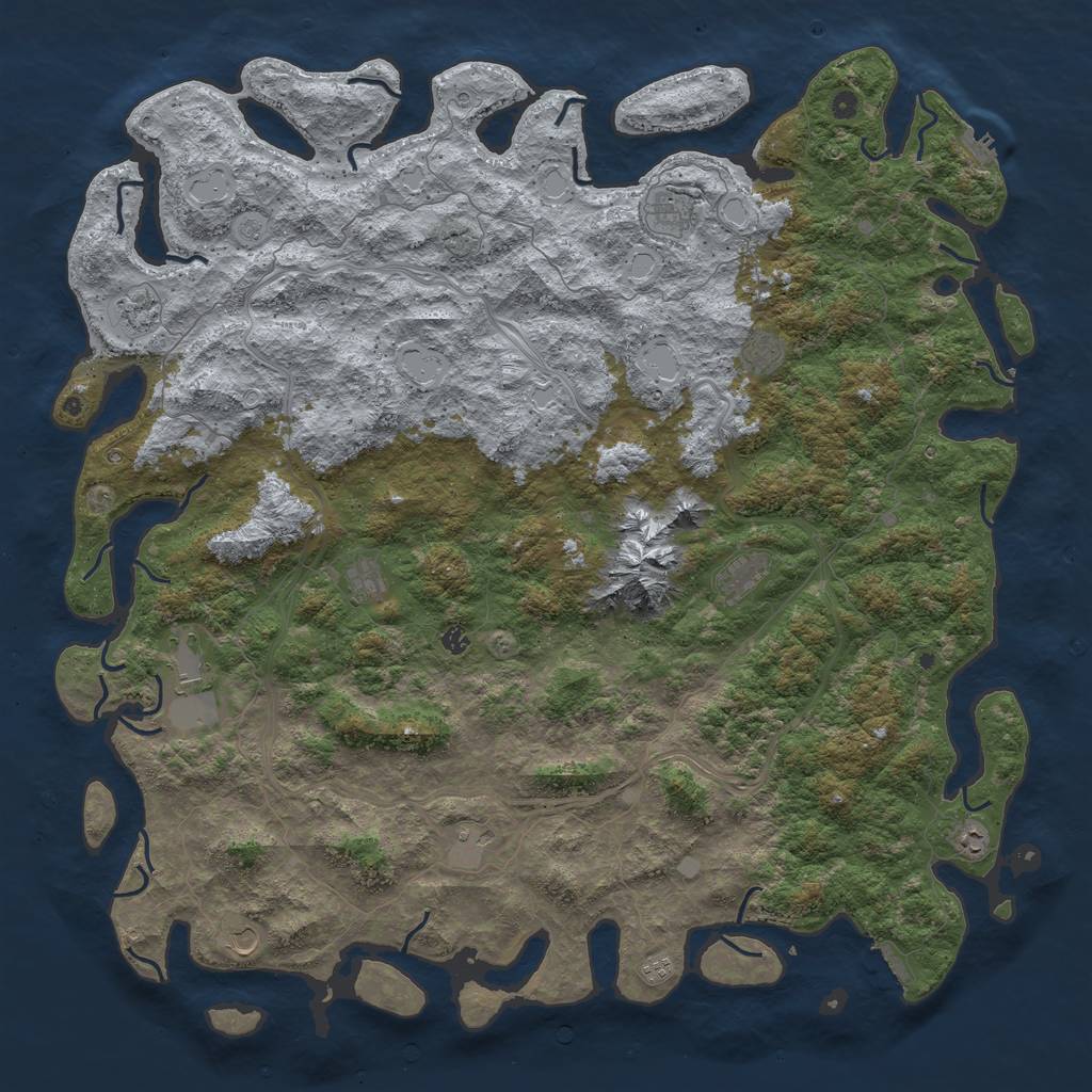 Rust Map: Procedural Map, Size: 6000, Seed: 64525944, 18 Monuments