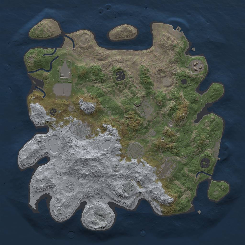 Rust Map: Procedural Map, Size: 3500, Seed: 29670499, 15 Monuments