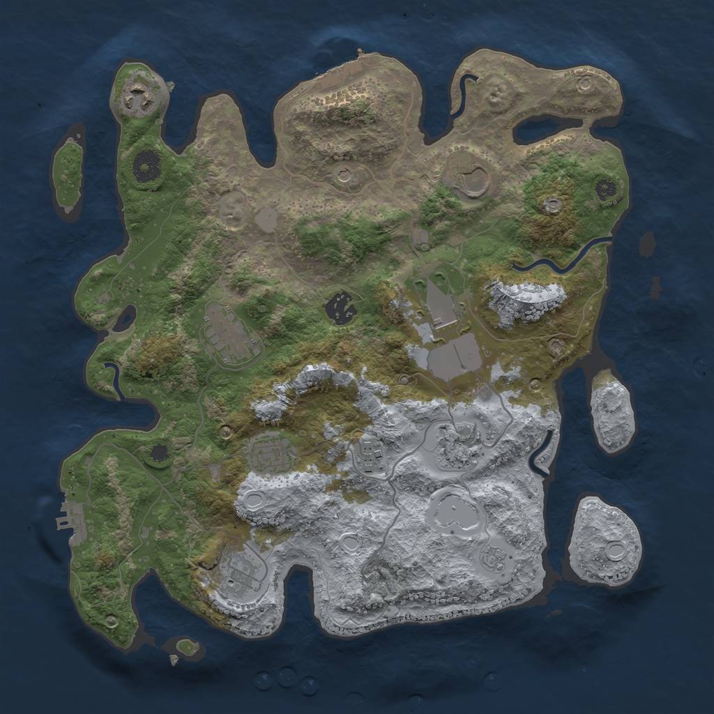 Rust Map: Procedural Map, Size: 3500, Seed: 97179660, 16 Monuments