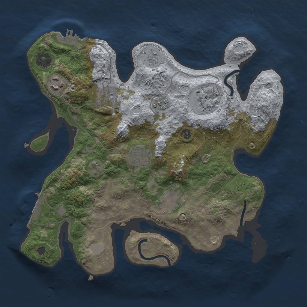 Rust Map: Procedural Map, Size: 3000, Seed: 1203170404, 12 Monuments