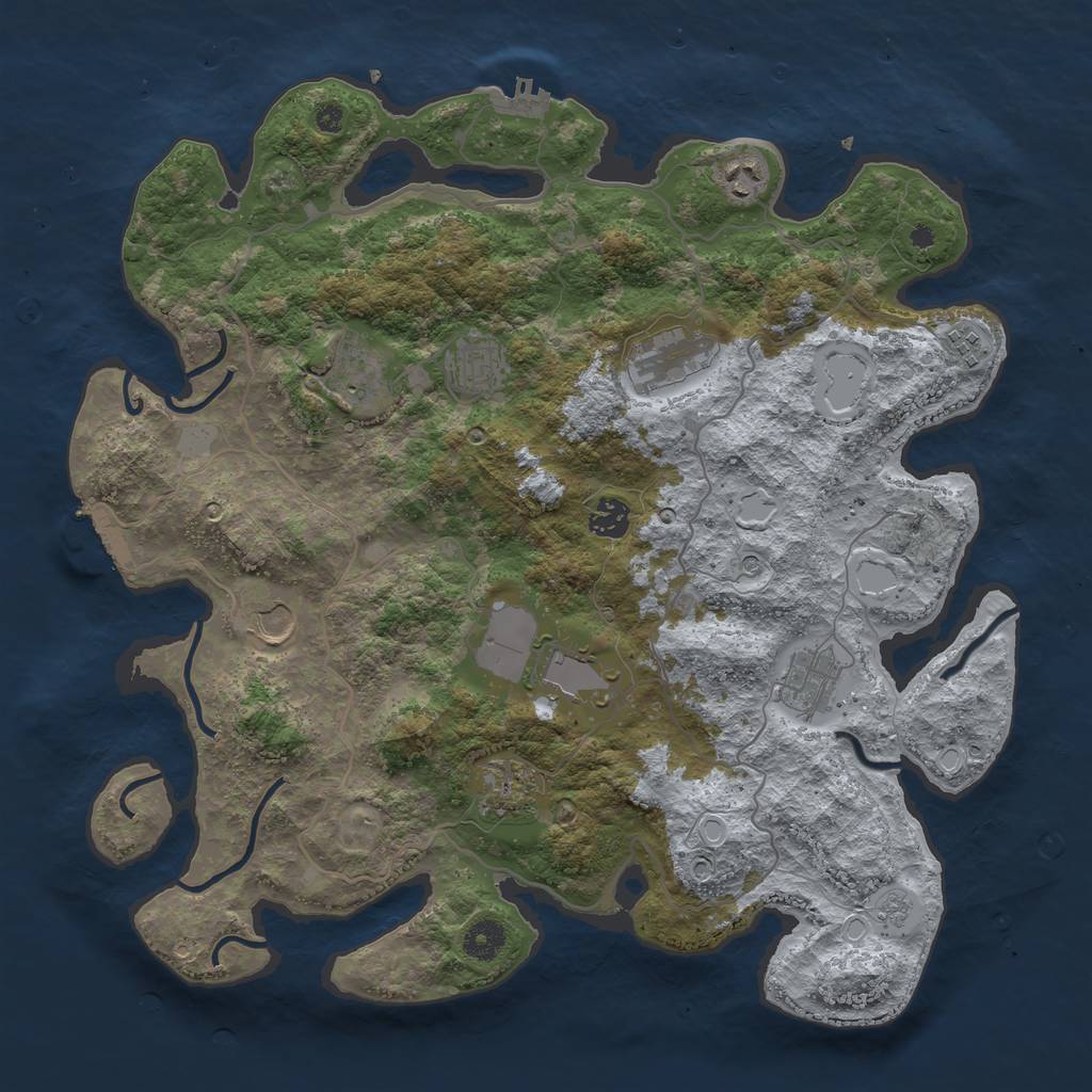 Rust Map: Procedural Map, Size: 4000, Seed: 324552, 17 Monuments