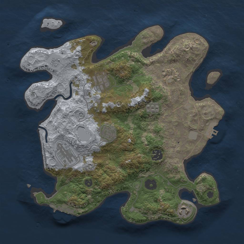 Rust Map: Procedural Map, Size: 3166, Seed: 3263, 14 Monuments