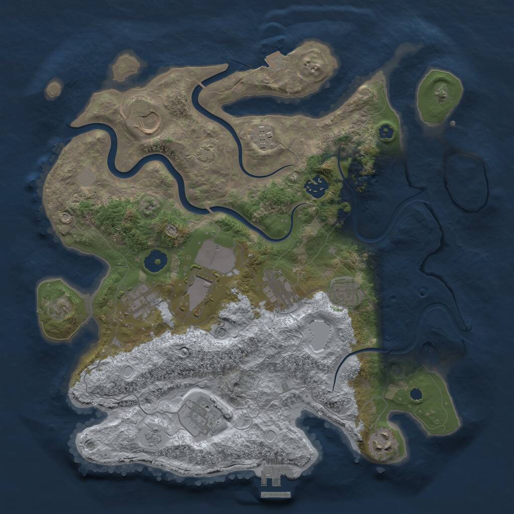 Rust Map: Procedural Map, Size: 3500, Seed: 72952297, 14 Monuments