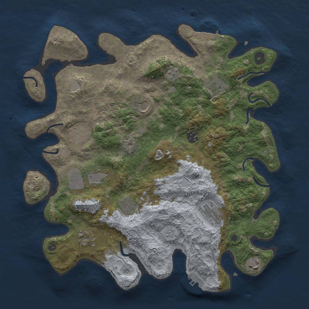 Rust Map: Procedural Map, Size: 3850, Seed: 27011856, 17 Monuments