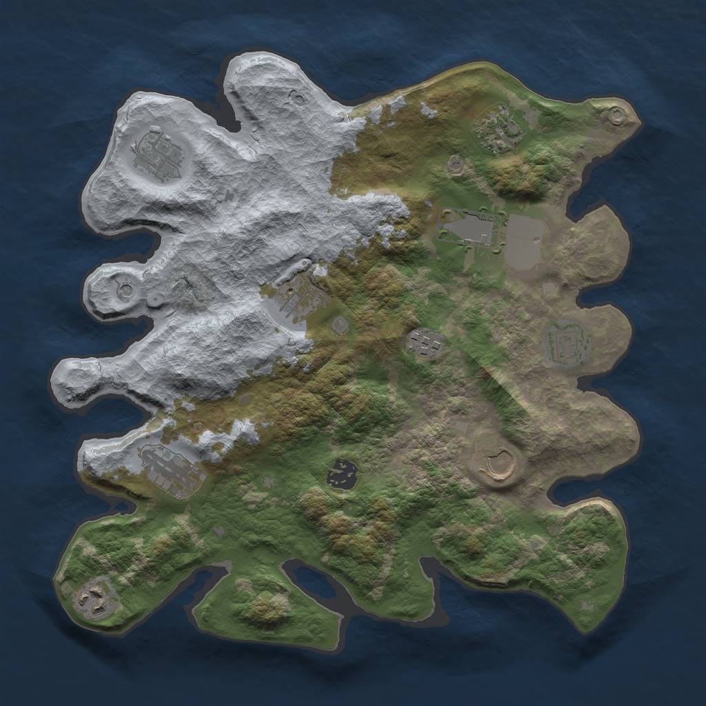 Rust Map: Barren, Size: 3500, Seed: 1786783112, 13 Monuments
