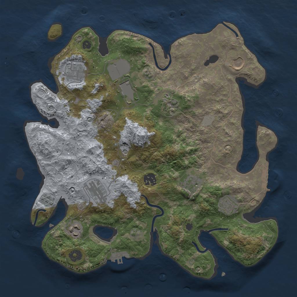Rust Map: Procedural Map, Size: 3500, Seed: 38887411, 17 Monuments