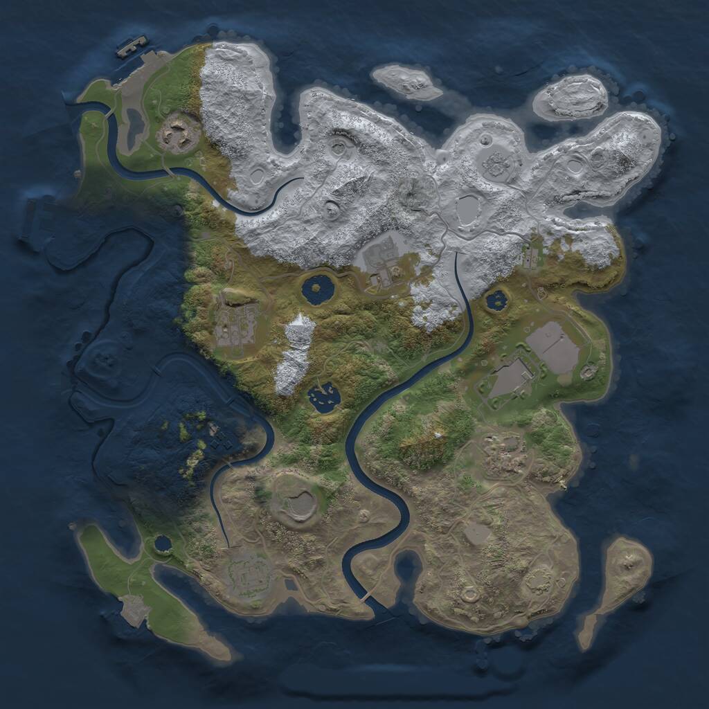 Rust Map: Procedural Map, Size: 3500, Seed: 2116666663, 15 Monuments