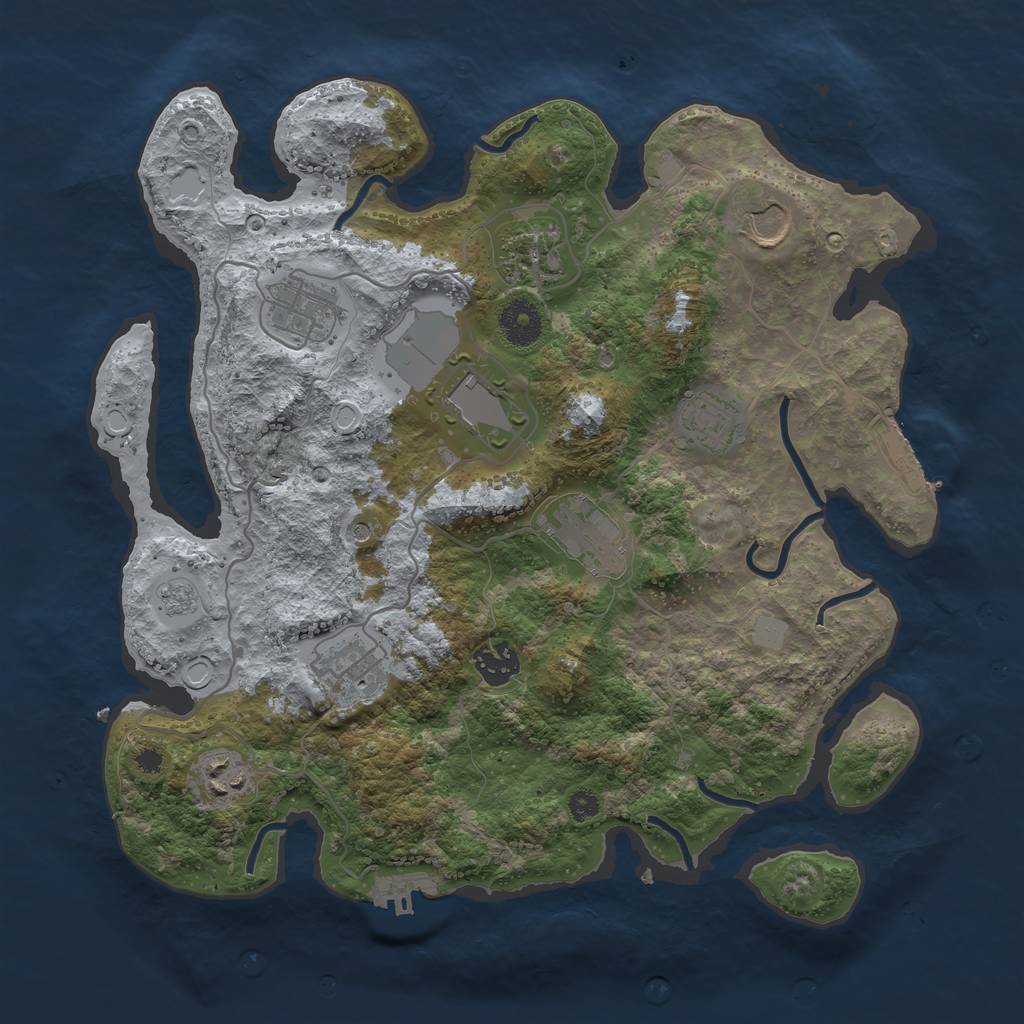 Rust Map: Procedural Map, Size: 3500, Seed: 48408205, 16 Monuments