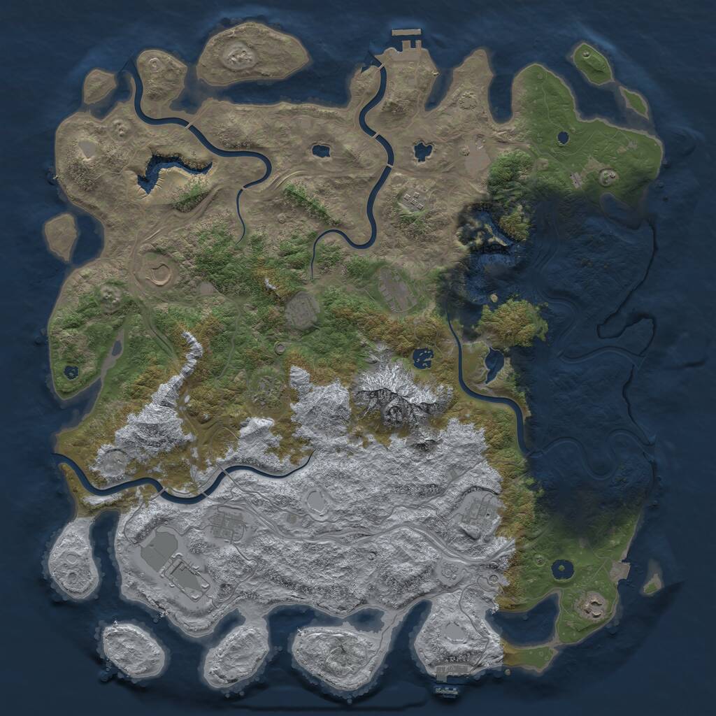 Rust Map: Procedural Map, Size: 5000, Seed: 77347356, 17 Monuments