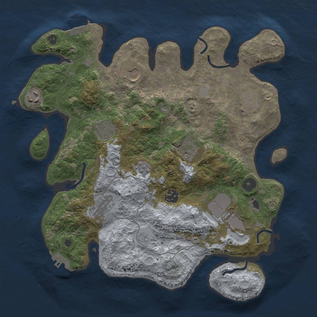 Rust Map: Procedural Map, Size: 3500, Seed: 94867884, 16 Monuments