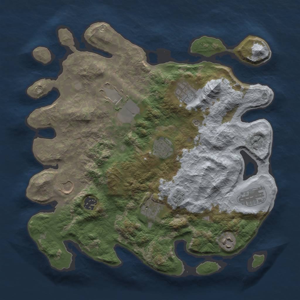 Rust Map: Barren, Size: 3500, Seed: 1437789317, 12 Monuments