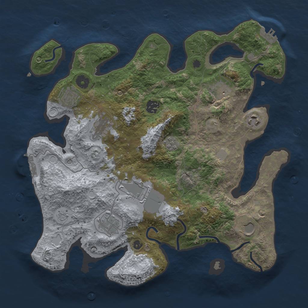 Rust Map: Procedural Map, Size: 3500, Seed: 23007644, 16 Monuments