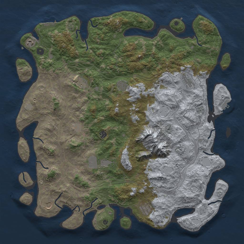 Rust Map: Procedural Map, Size: 5000, Seed: 19962016, 18 Monuments