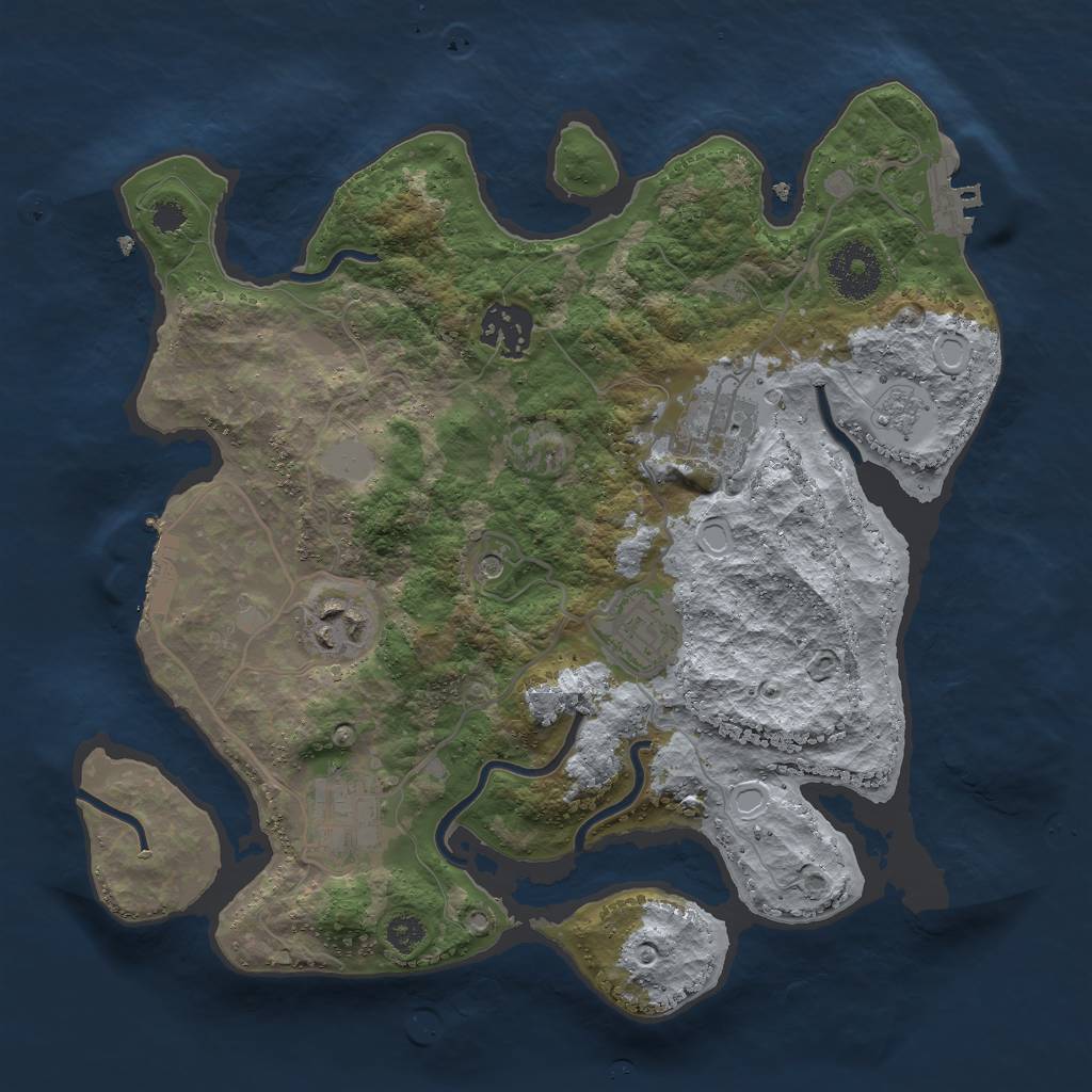 Rust Map: Procedural Map, Size: 3000, Seed: 2099999695, 12 Monuments