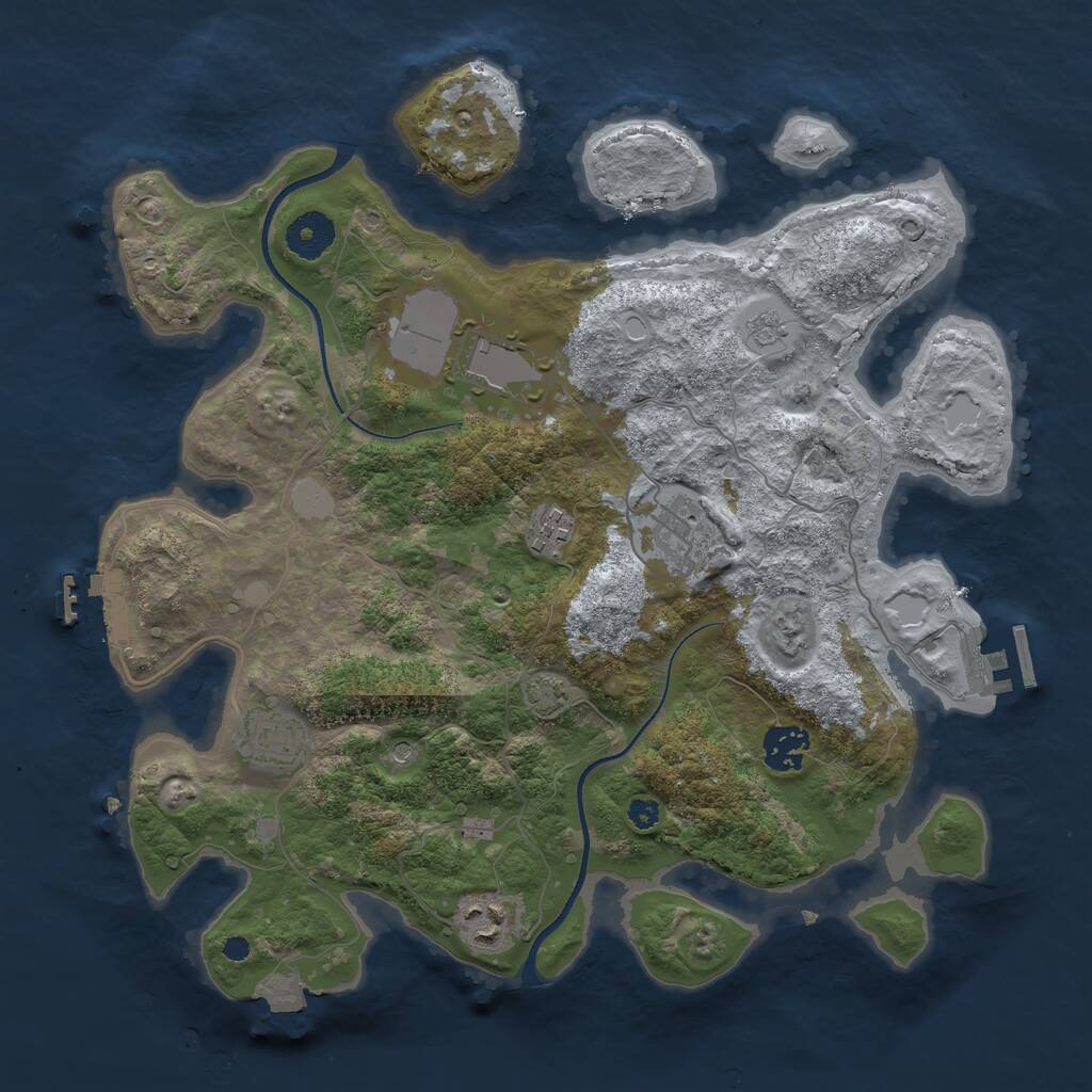 Rust Map: Procedural Map, Size: 3500, Seed: 537, 12 Monuments