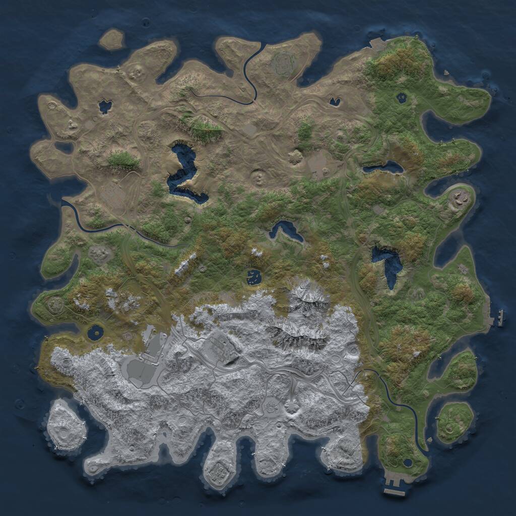 Rust Map: Procedural Map, Size: 5000, Seed: 505006, 15 Monuments