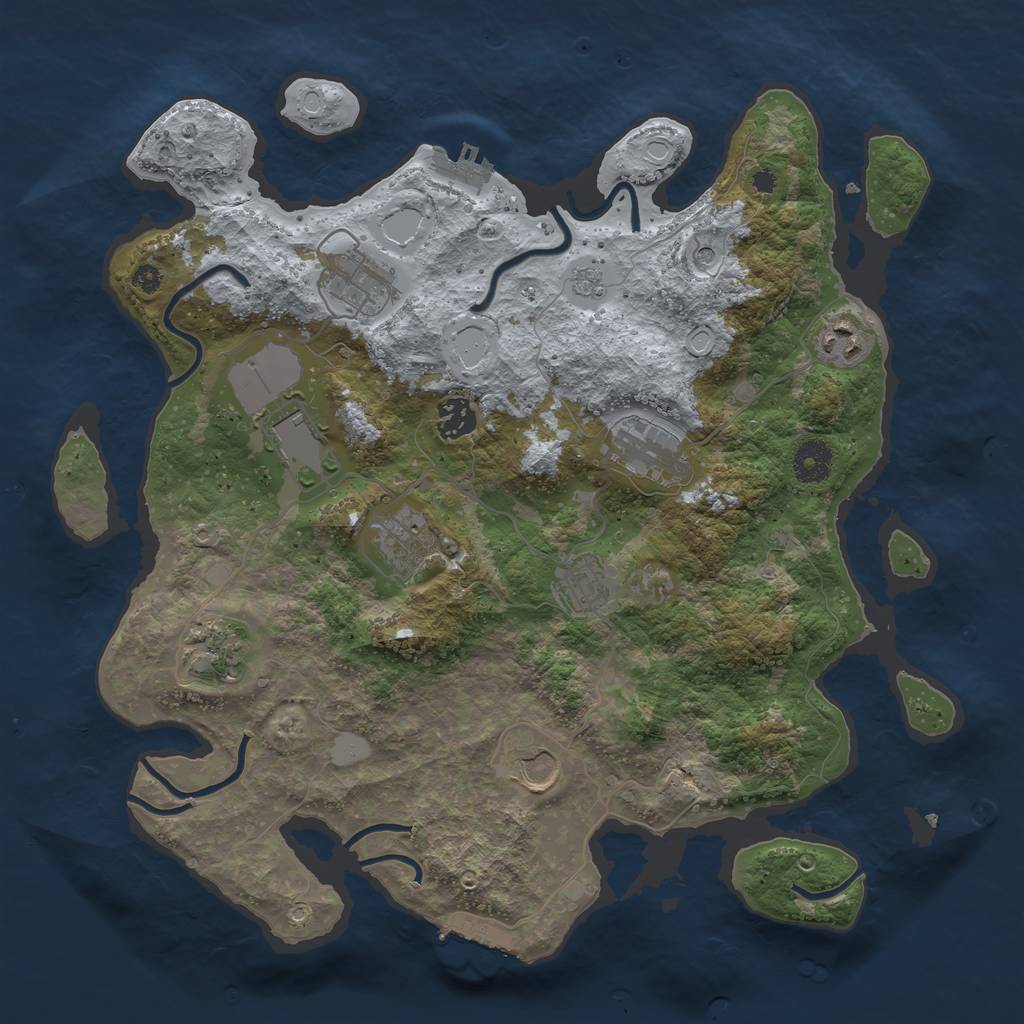 Rust Map: Procedural Map, Size: 3700, Seed: 1058312513, 16 Monuments