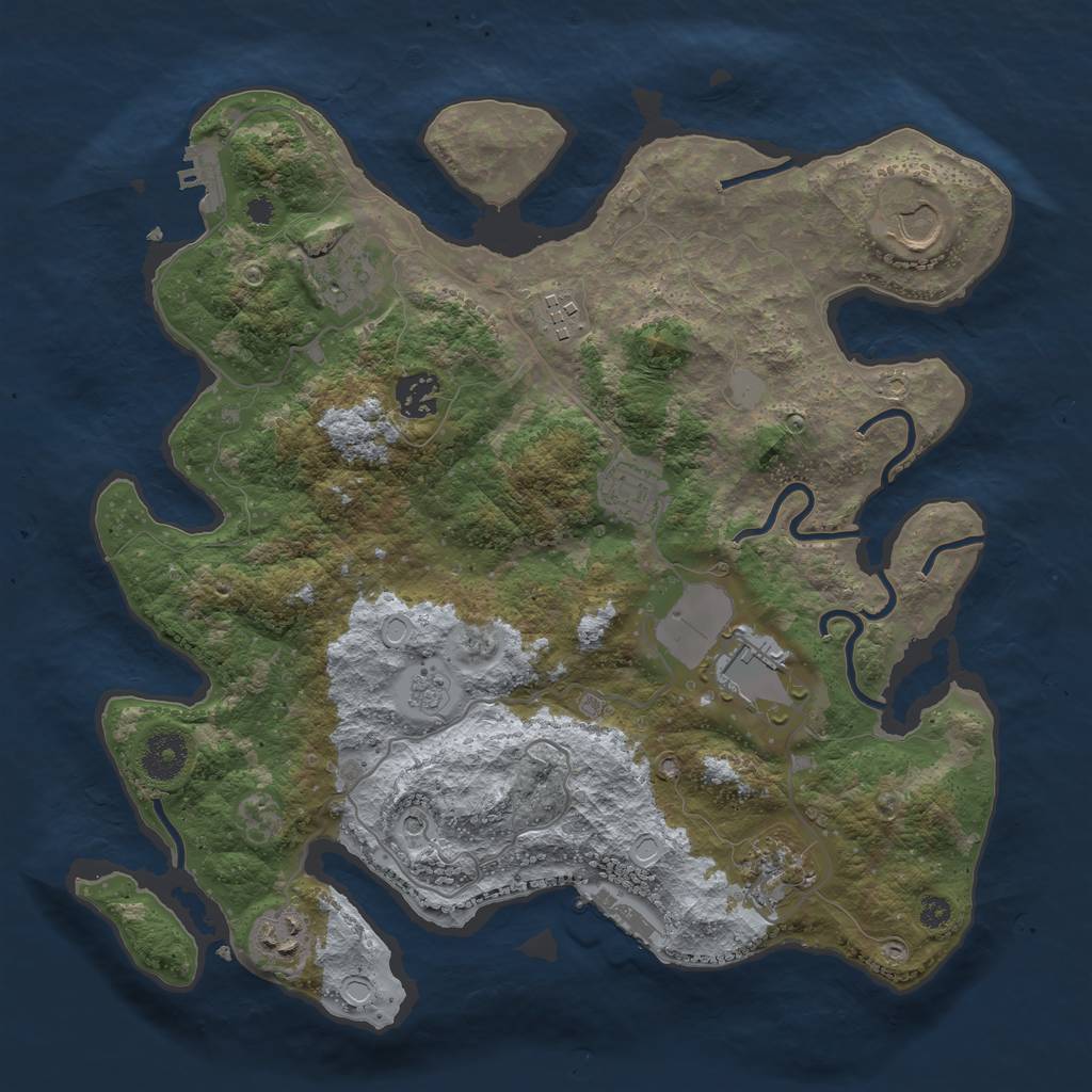 Rust Map: Procedural Map, Size: 3500, Seed: 1483117433, 15 Monuments