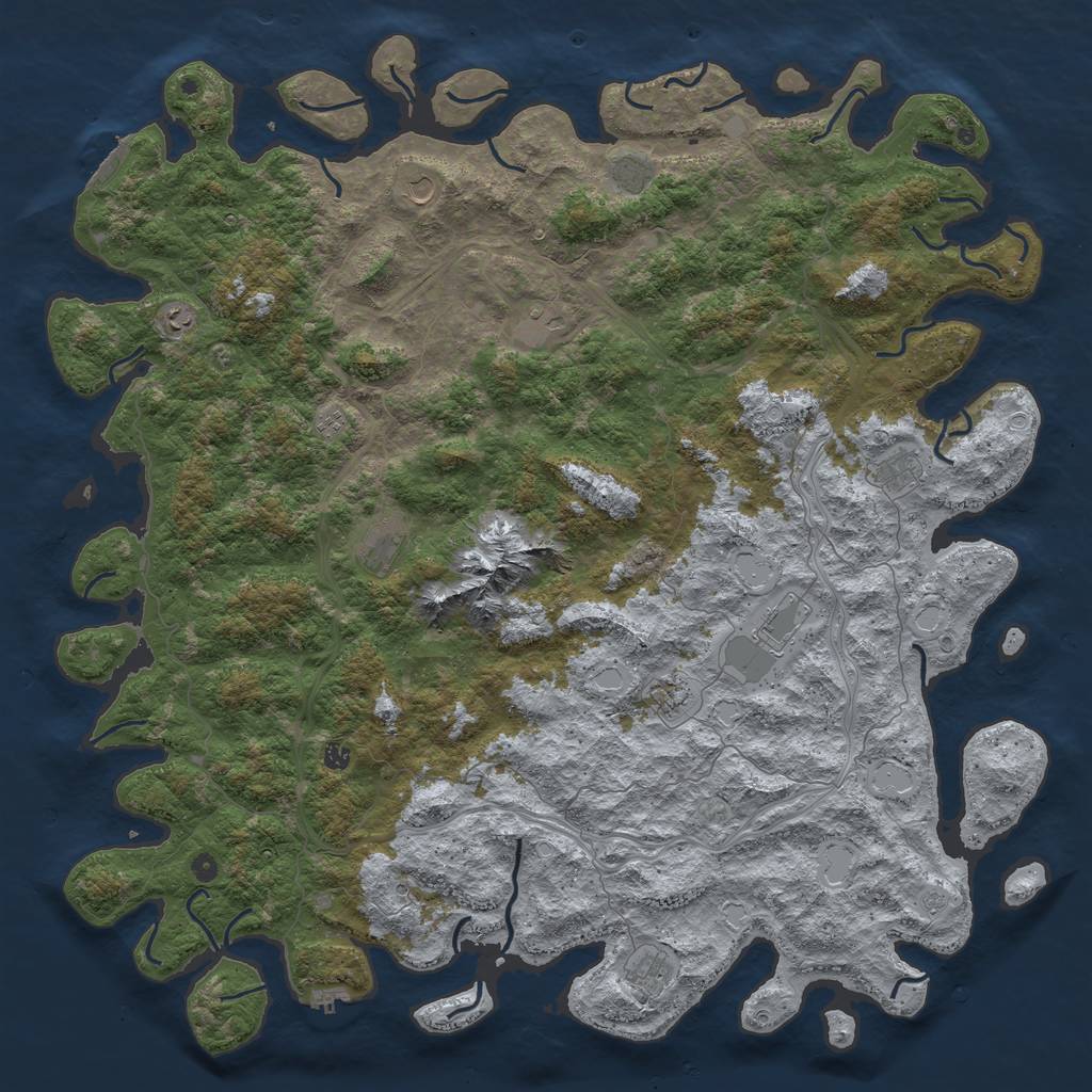 Rust Map: Procedural Map, Size: 6000, Seed: 1753579651, 18 Monuments