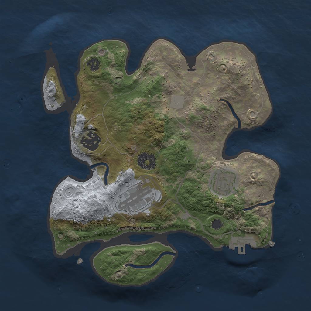 Rust Map: Procedural Map, Size: 2500, Seed: 362634267, 7 Monuments