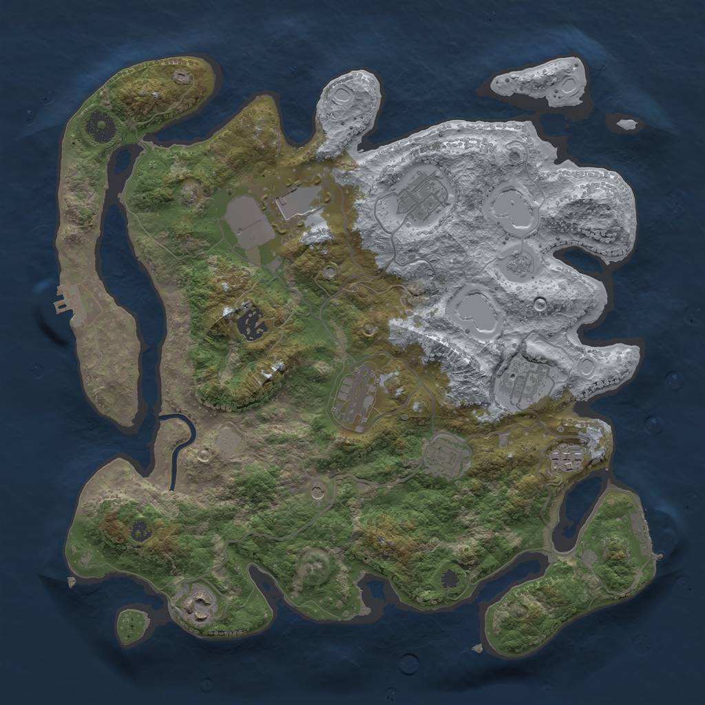 Rust Map: Procedural Map, Size: 3500, Seed: 22618858, 15 Monuments