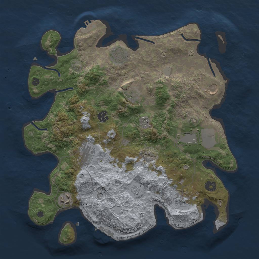 Rust Map: Procedural Map, Size: 3500, Seed: 813244180, 16 Monuments