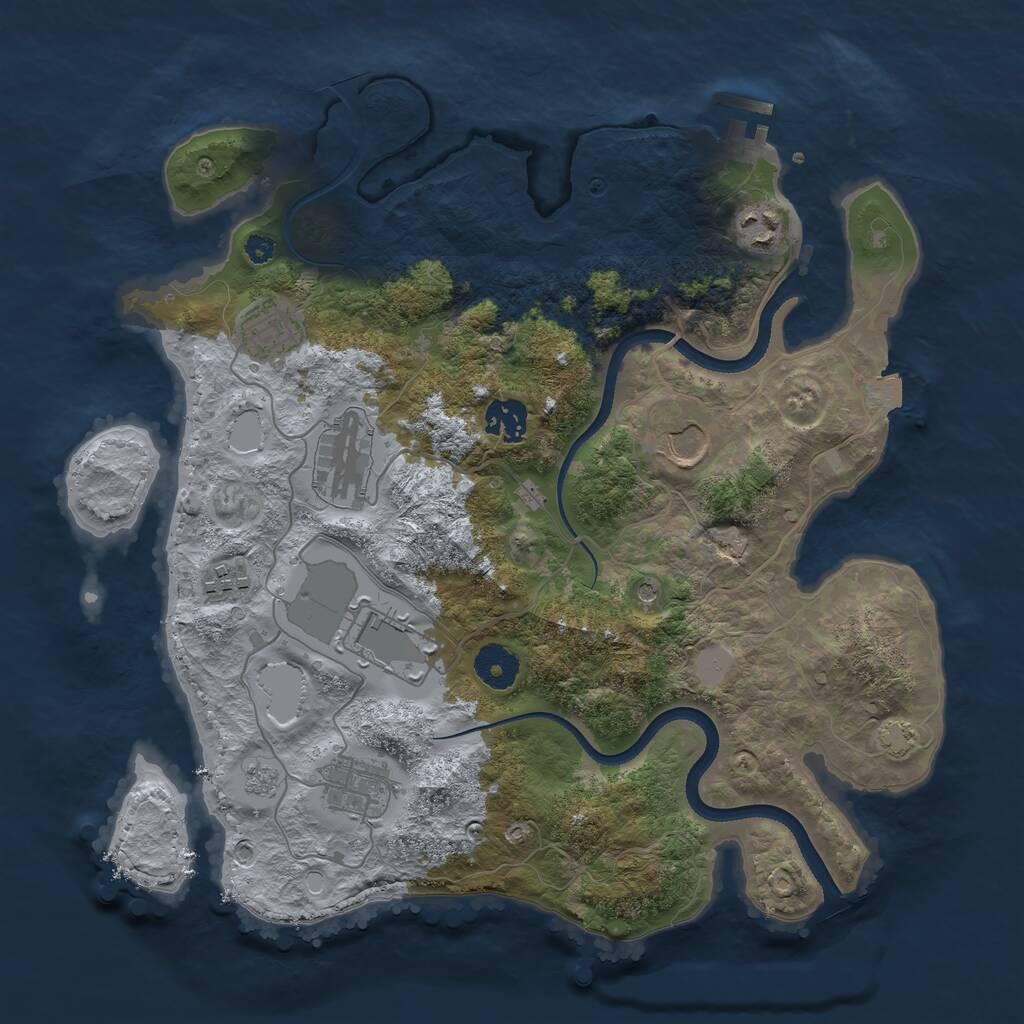 Rust Map: Procedural Map, Size: 3500, Seed: 2116683666, 13 Monuments