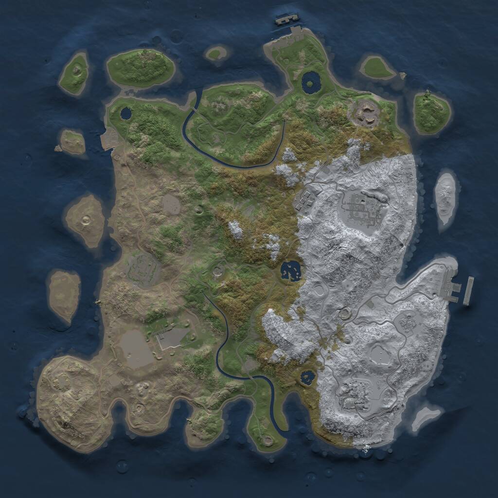 Rust Map: Procedural Map, Size: 3500, Seed: 406398372, 13 Monuments