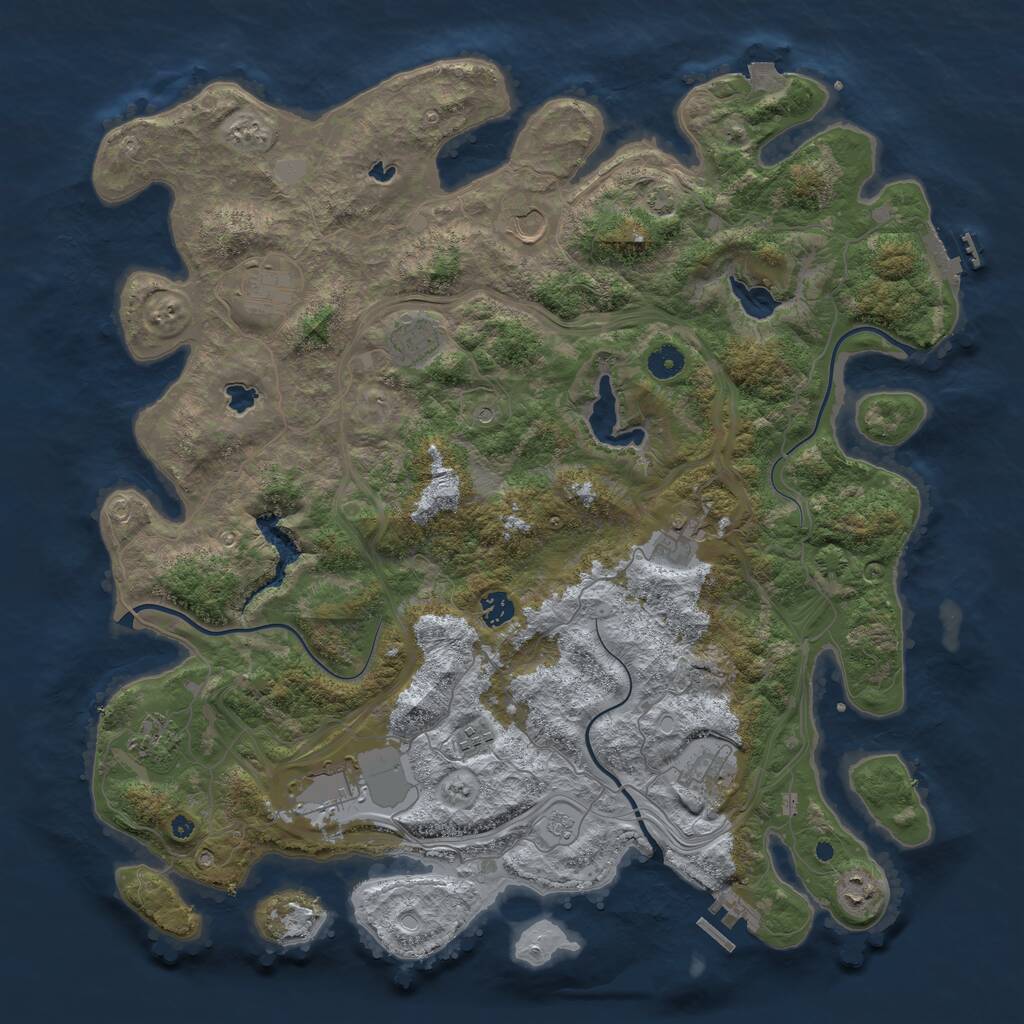 Rust Map: Procedural Map, Size: 4500, Seed: 982481177, 16 Monuments