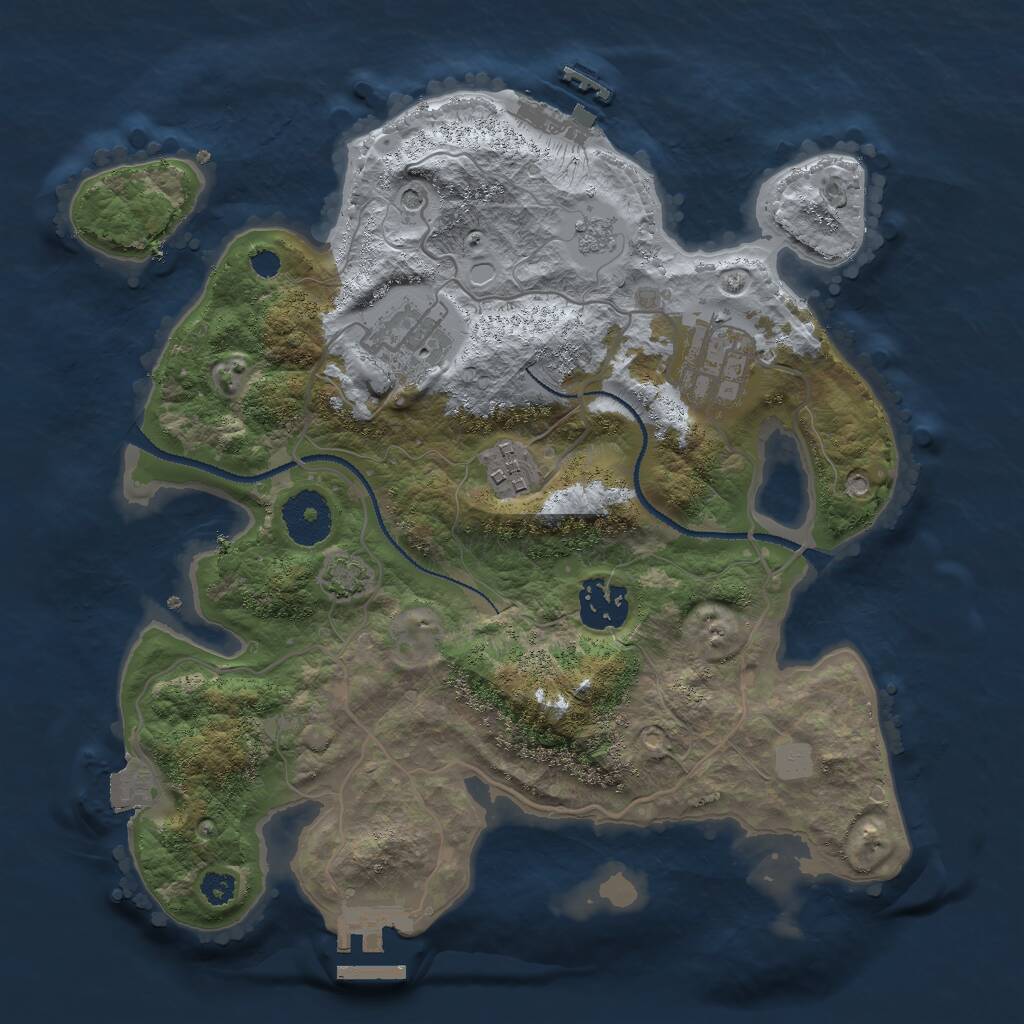 Rust Map: Procedural Map, Size: 3000, Seed: 2654981, 10 Monuments