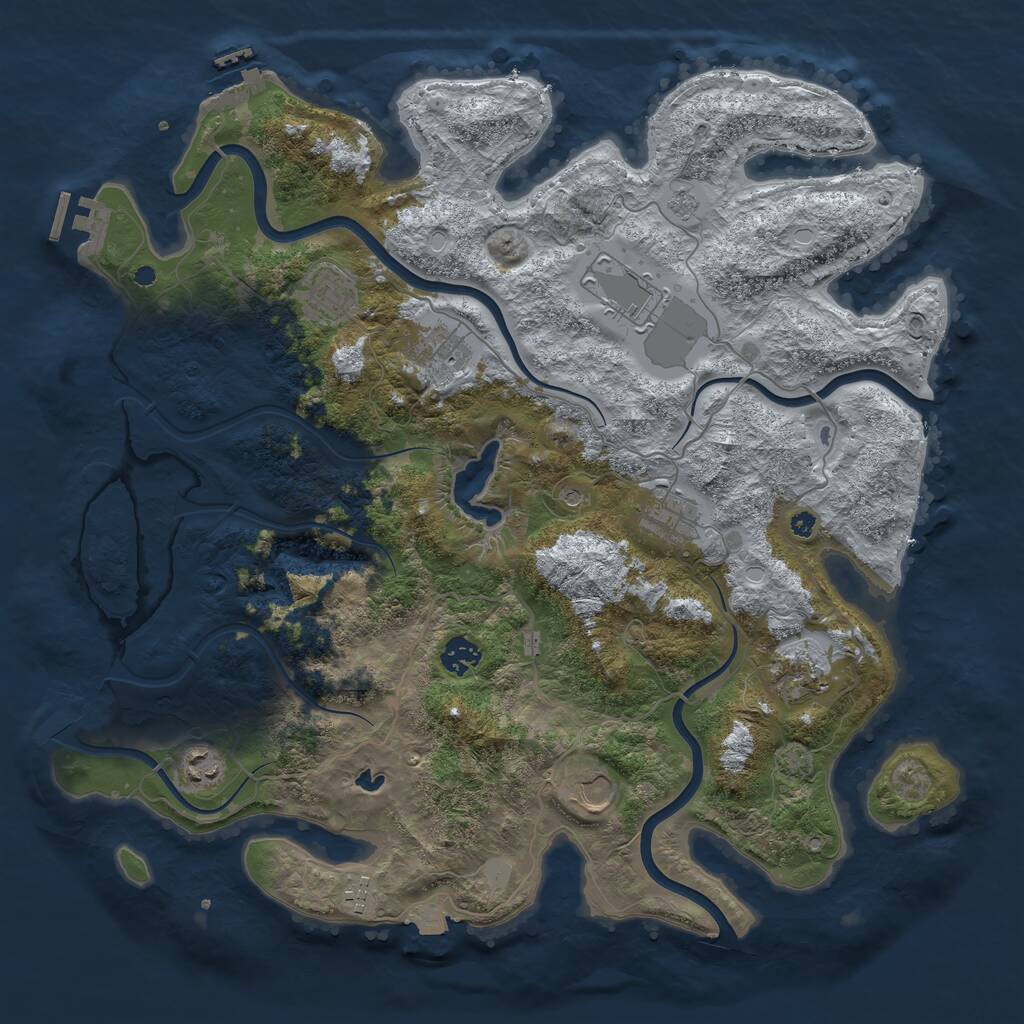 Rust Map: Procedural Map, Size: 4096, Seed: 231, 15 Monuments