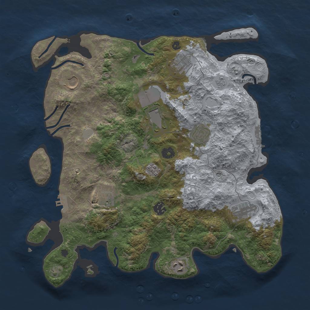 Rust Map: Procedural Map, Size: 3700, Seed: 544705776, 16 Monuments