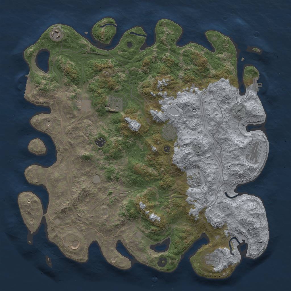 Rust Map: Procedural Map, Size: 4400, Seed: 87895321, 17 Monuments