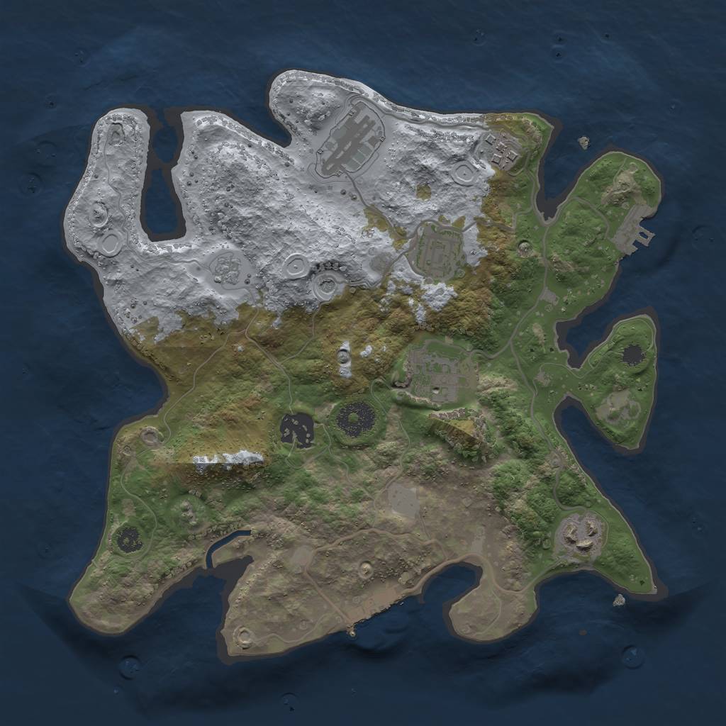 Rust Map: Procedural Map, Size: 3000, Seed: 2099999694, 13 Monuments