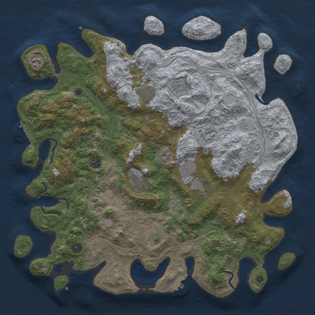 Rust Map: Procedural Map, Size: 4500, Seed: 702, 16 Monuments