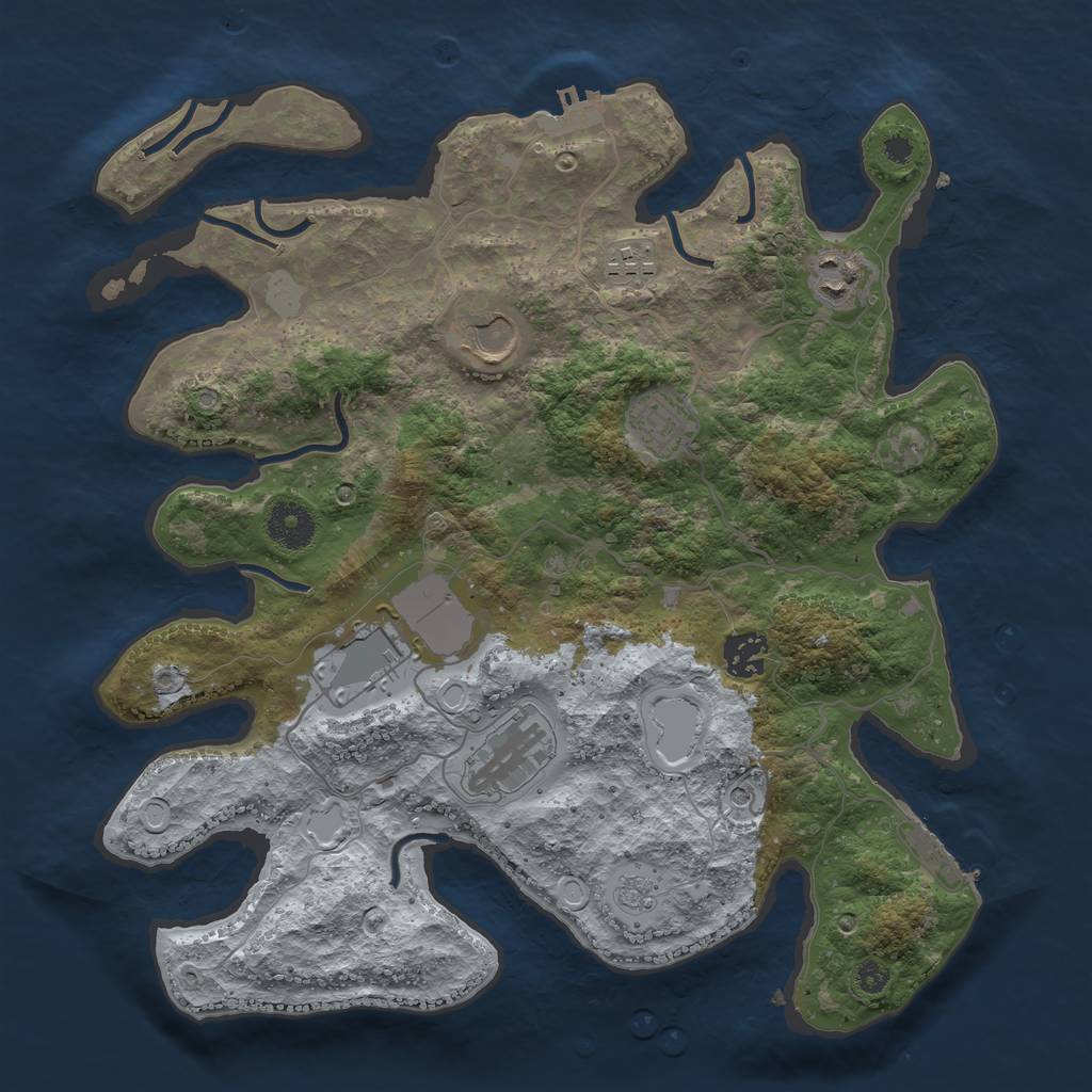 Rust Map: Procedural Map, Size: 3500, Seed: 6209284, 14 Monuments