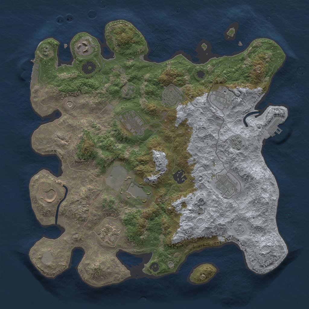 Rust Map: Procedural Map, Size: 3500, Seed: 4819027, 17 Monuments