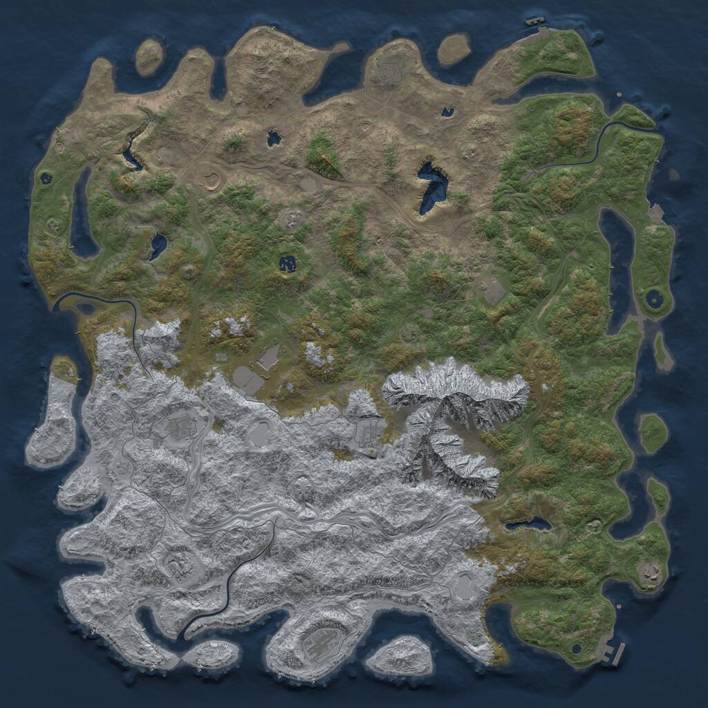 Rust Map: Procedural Map, Size: 6000, Seed: 226950690, 17 Monuments