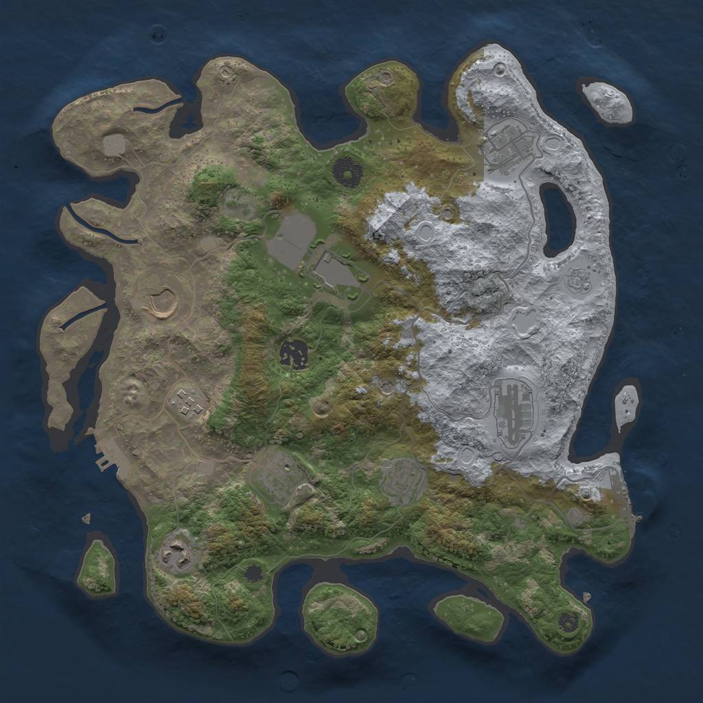 Rust Map: Procedural Map, Size: 3500, Seed: 69390198, 16 Monuments