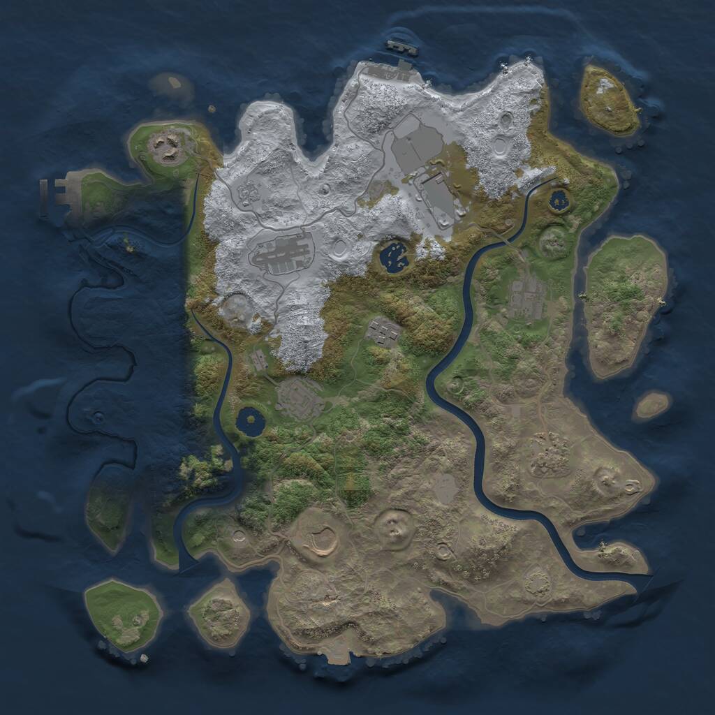 Rust Map: Procedural Map, Size: 3700, Seed: 1142150540, 15 Monuments