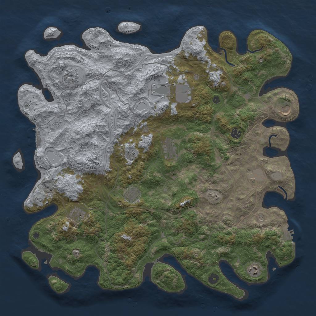 Rust Map: Procedural Map, Size: 4500, Seed: 37048740, 17 Monuments