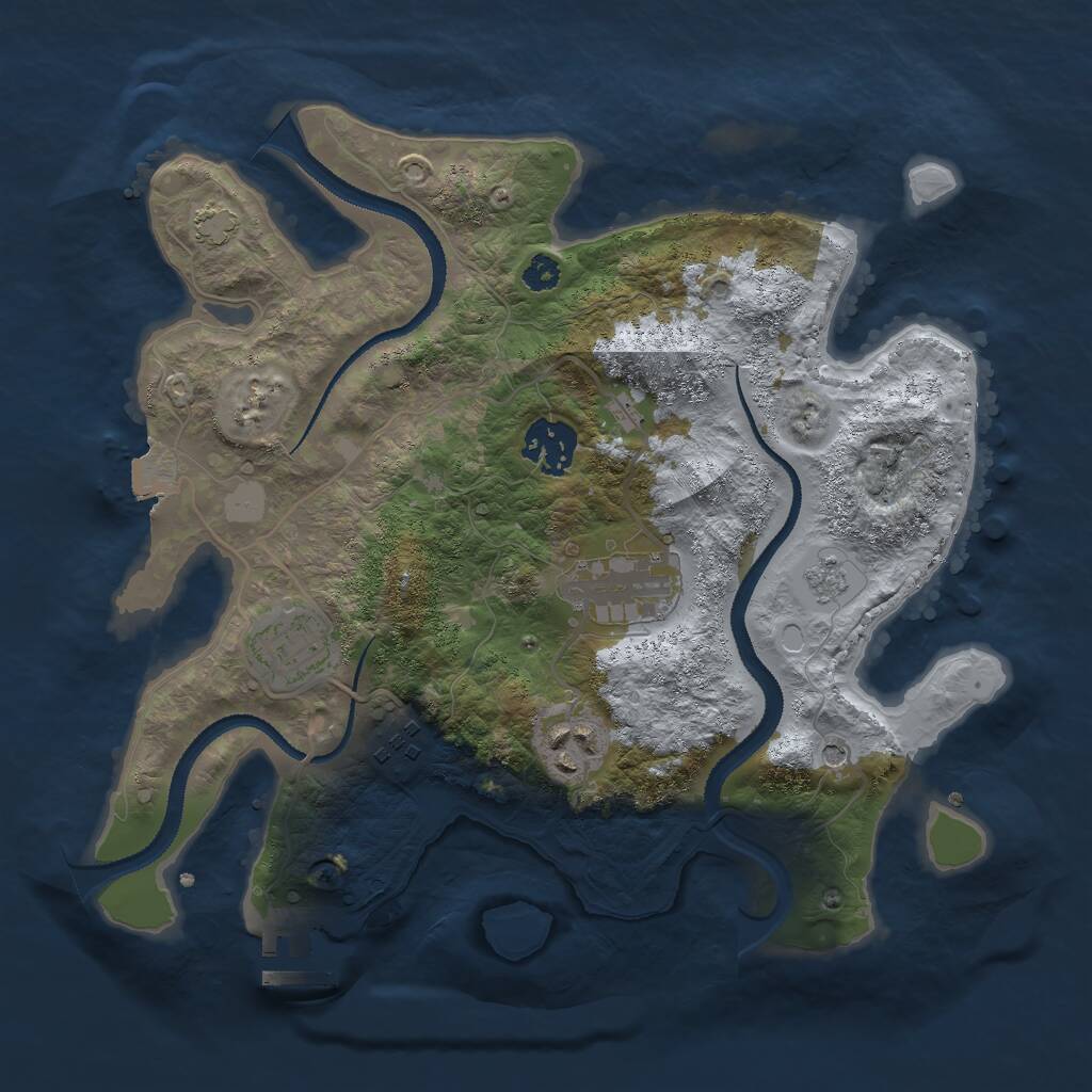 Rust Map: Procedural Map, Size: 3000, Seed: 564645165, 10 Monuments