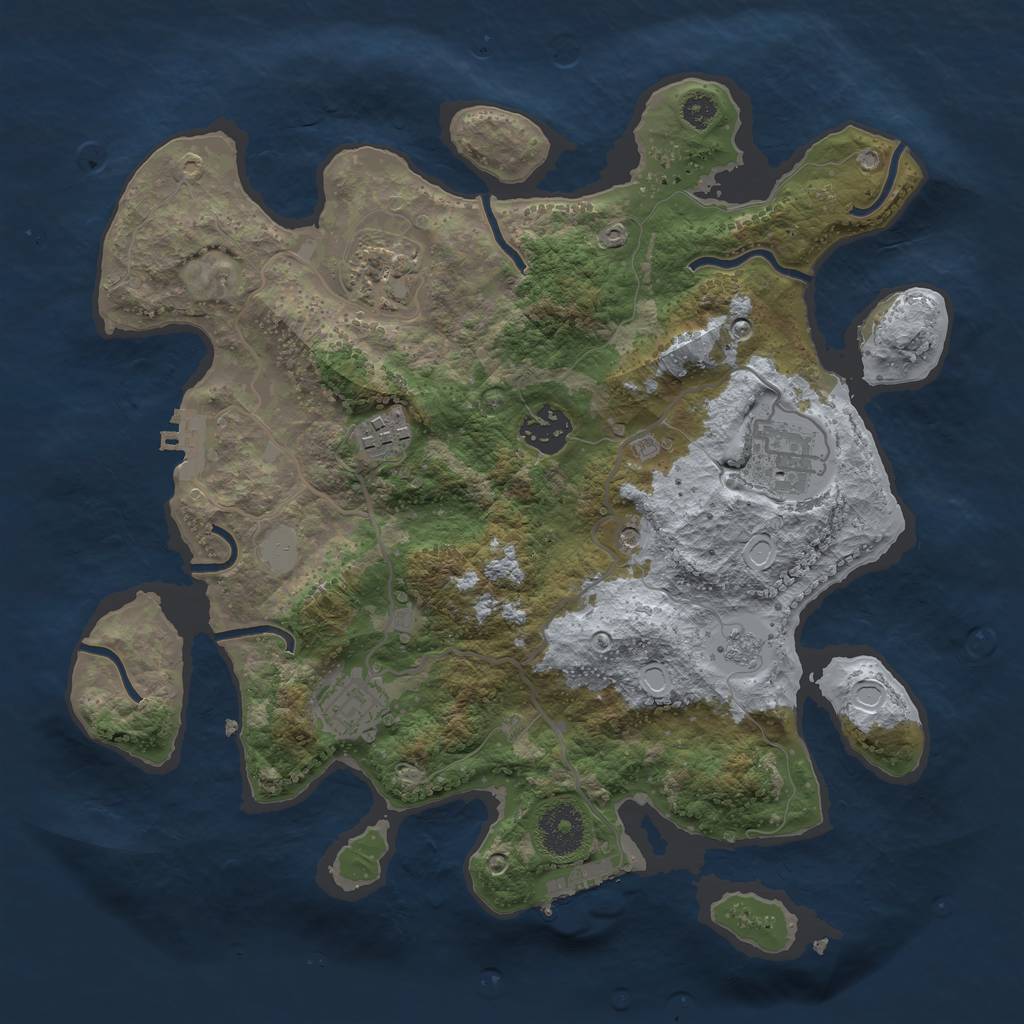 Rust Map: Procedural Map, Size: 3200, Seed: 267588229, 12 Monuments