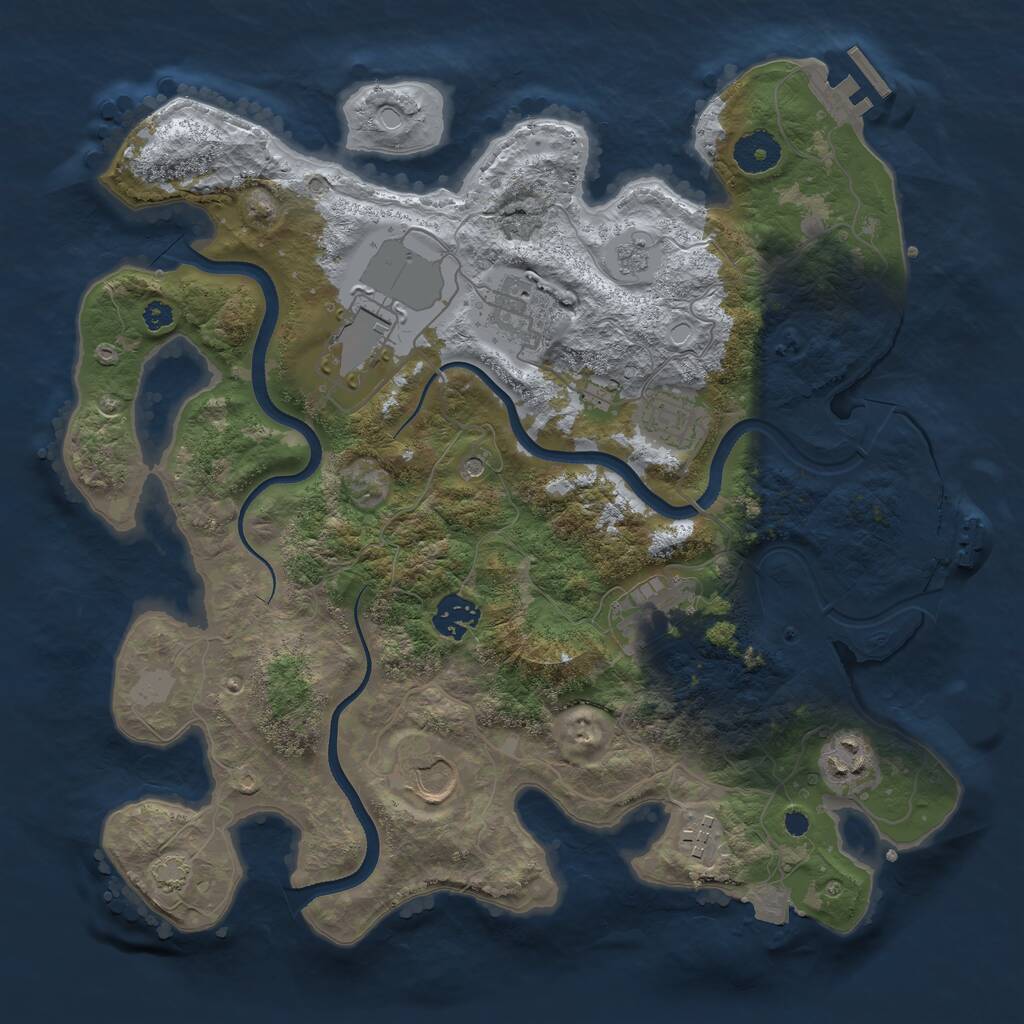 Rust Map: Procedural Map, Size: 3500, Seed: 603550174, 14 Monuments