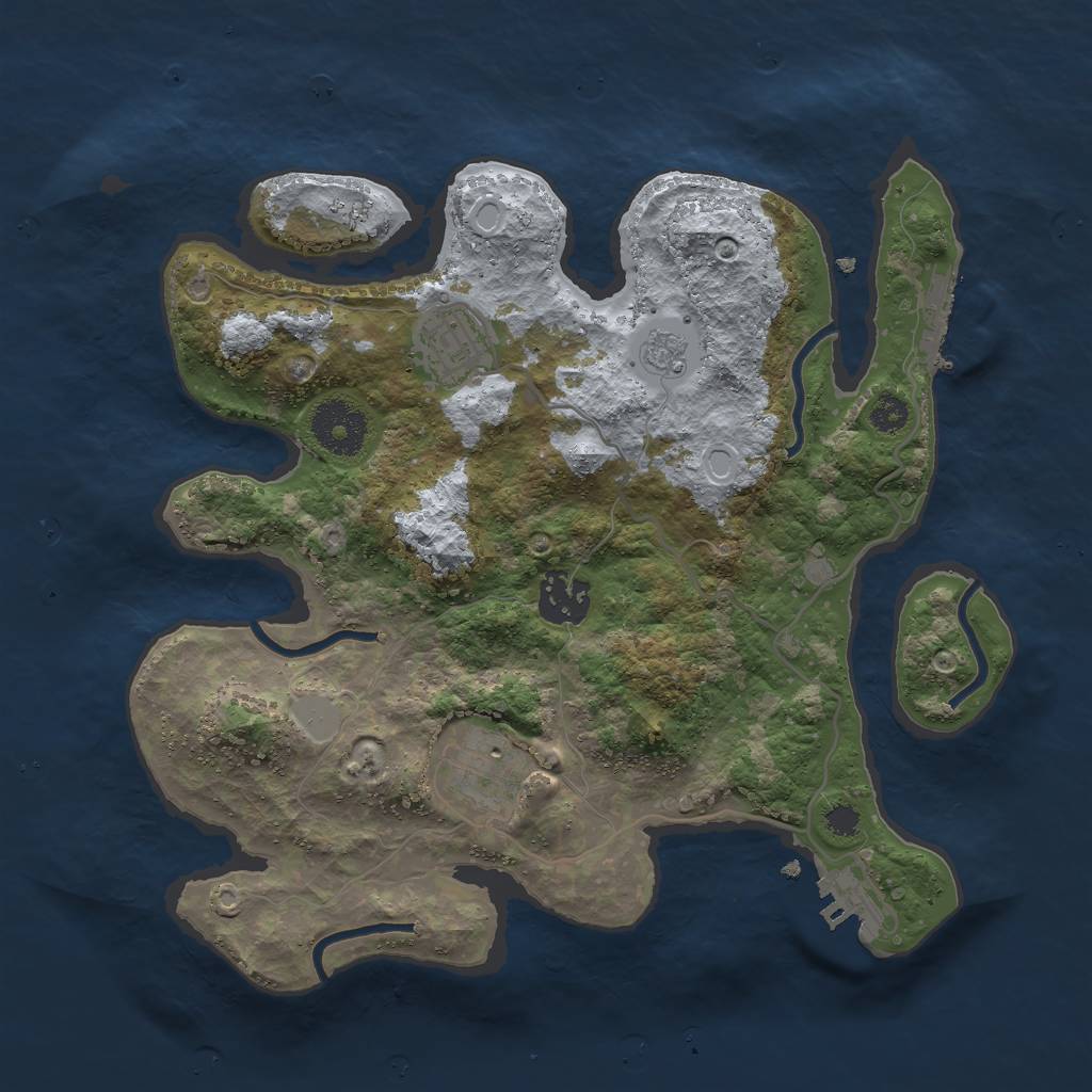 Rust Map: Procedural Map, Size: 3000, Seed: 54433, 9 Monuments